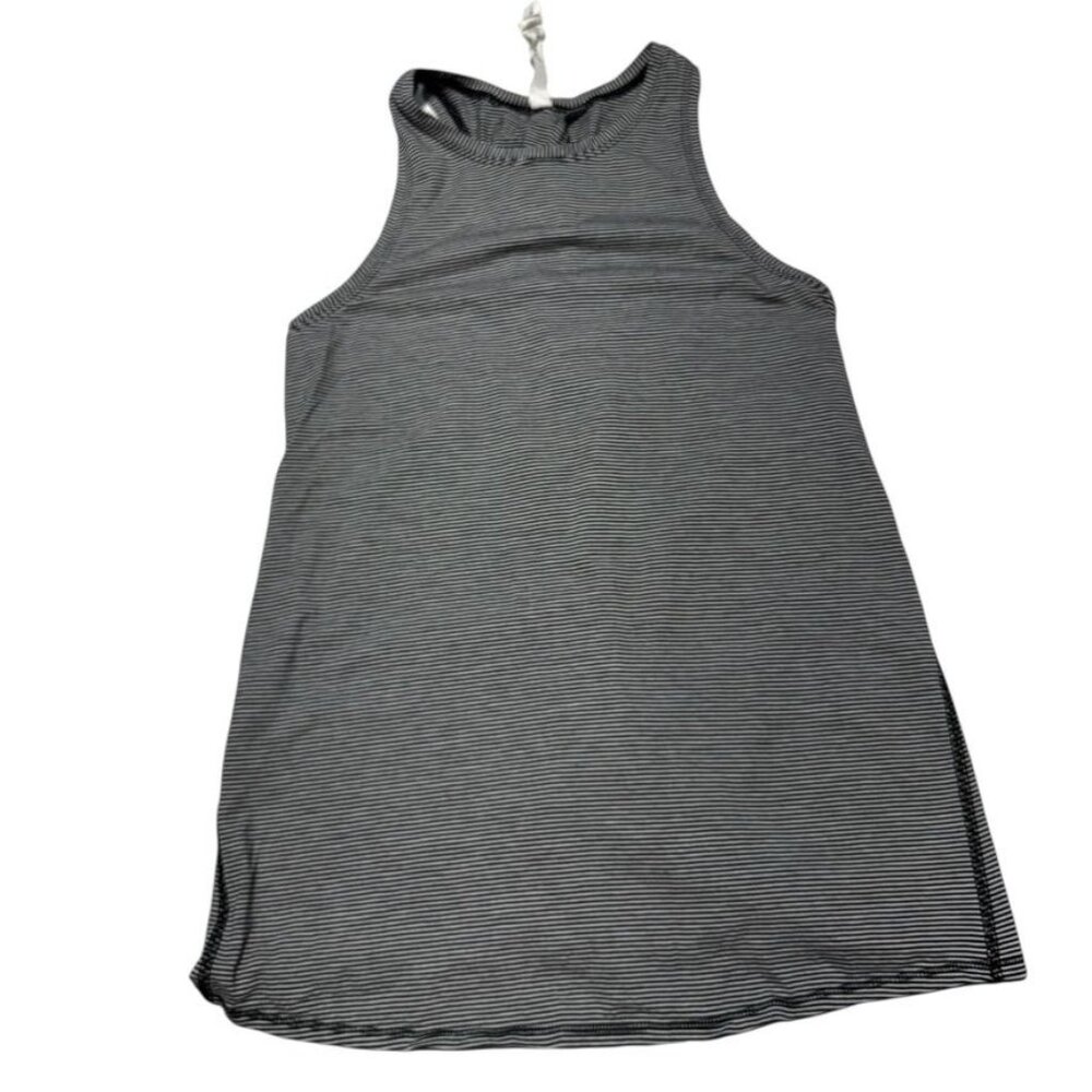Lululemon Black/White Striped Open Back Tank Size 6
